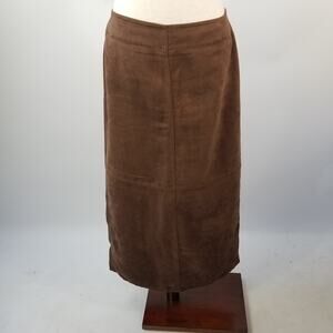 Emma James Liz Claiborne Brown Brushed Faux Suede Maxi Skirt Size 8